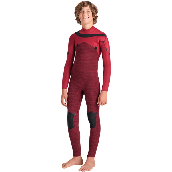 2026 C-Skins Junior Nuwave Session 4/3mm Chest Zip Fato De Mergulho C-NSE43JCZ - Bluestone / Steel Blue X / Lime